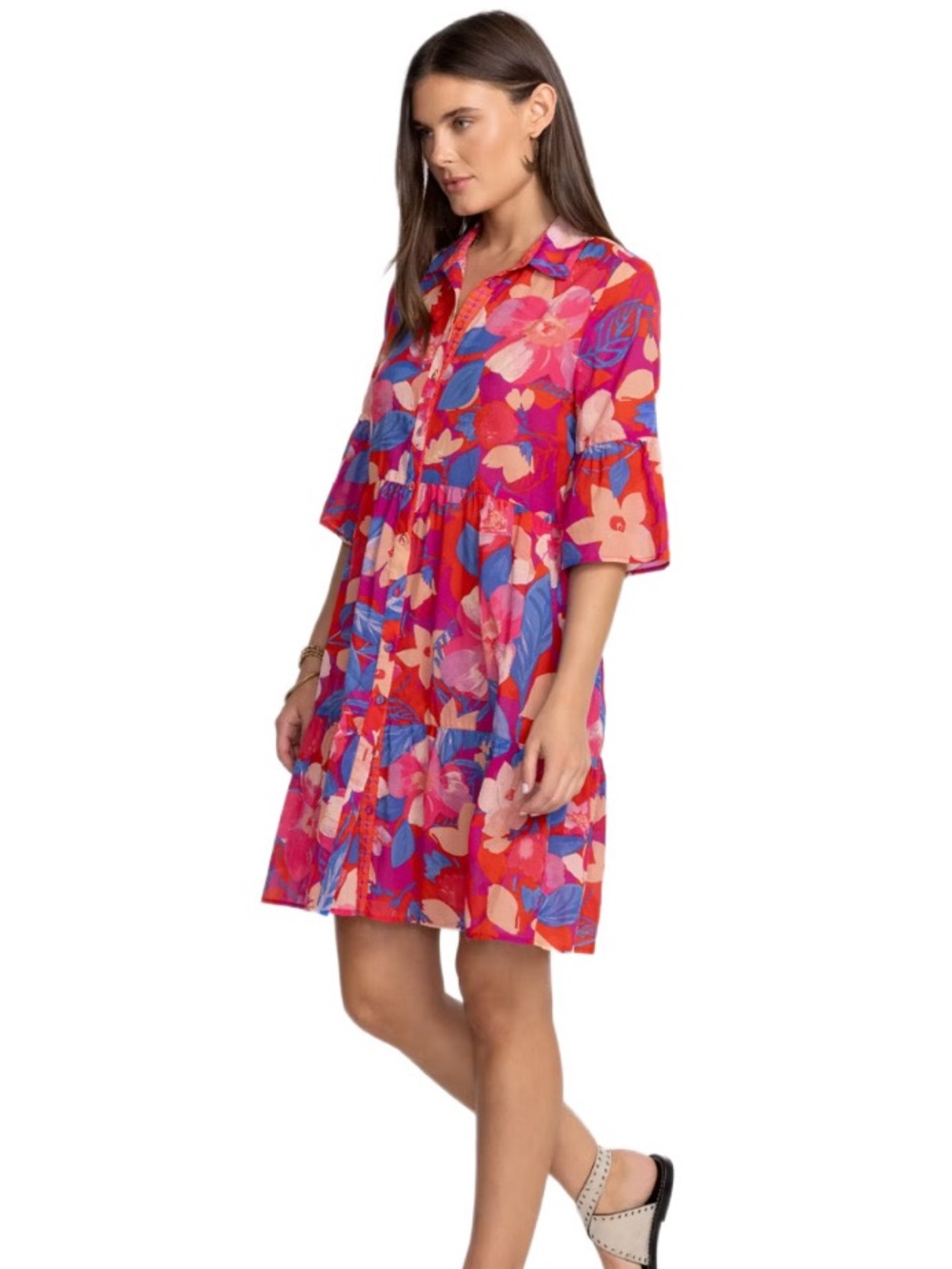 Johnny Was Giverney Gardens Ruffle Sleeve Dress Size Medium